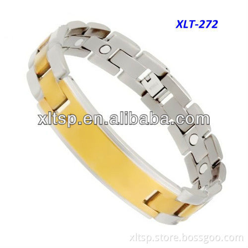 XLT-272 Wholesale Steel Crystal ID Bracelet Gold